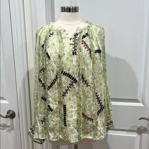 New! Anthropologie Bhanuni By Jyoti Giada Embroidered Beaded Top Size XL